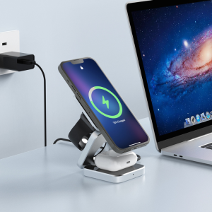 Laddstation 3-i-en trådlös laddare för apple