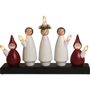 Adventsljusstake luciakör med tomtar