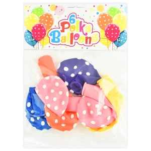 6-pack färgglada ballonger med polka dots-mönster-10cm